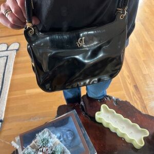 Elegant Black Patent Shoulder Bag